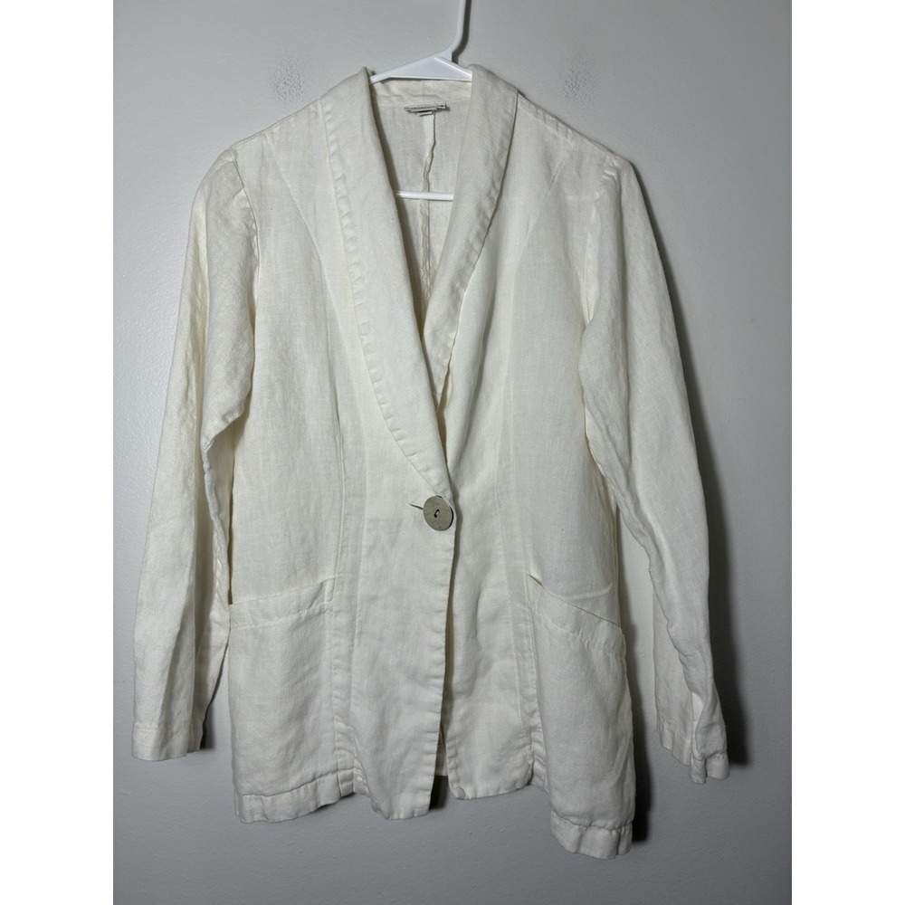 Habitat One Button 100% Linen Jacket Oversized XS Off White Boho Coastal